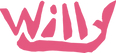 Krakeliger Schriftzug in Pink: Willy