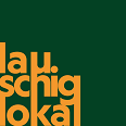 Dunkelgrüner Hintergrund mit orangener Schrift: lauschig lokal