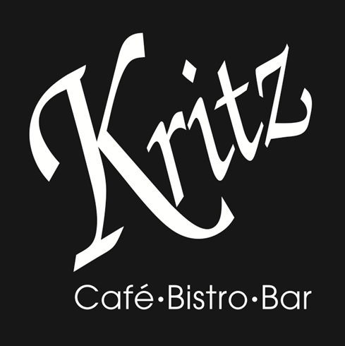 schwarzes Quadrat, darauf in weißer Schrift: Kritz. Café, Bistro, Bar