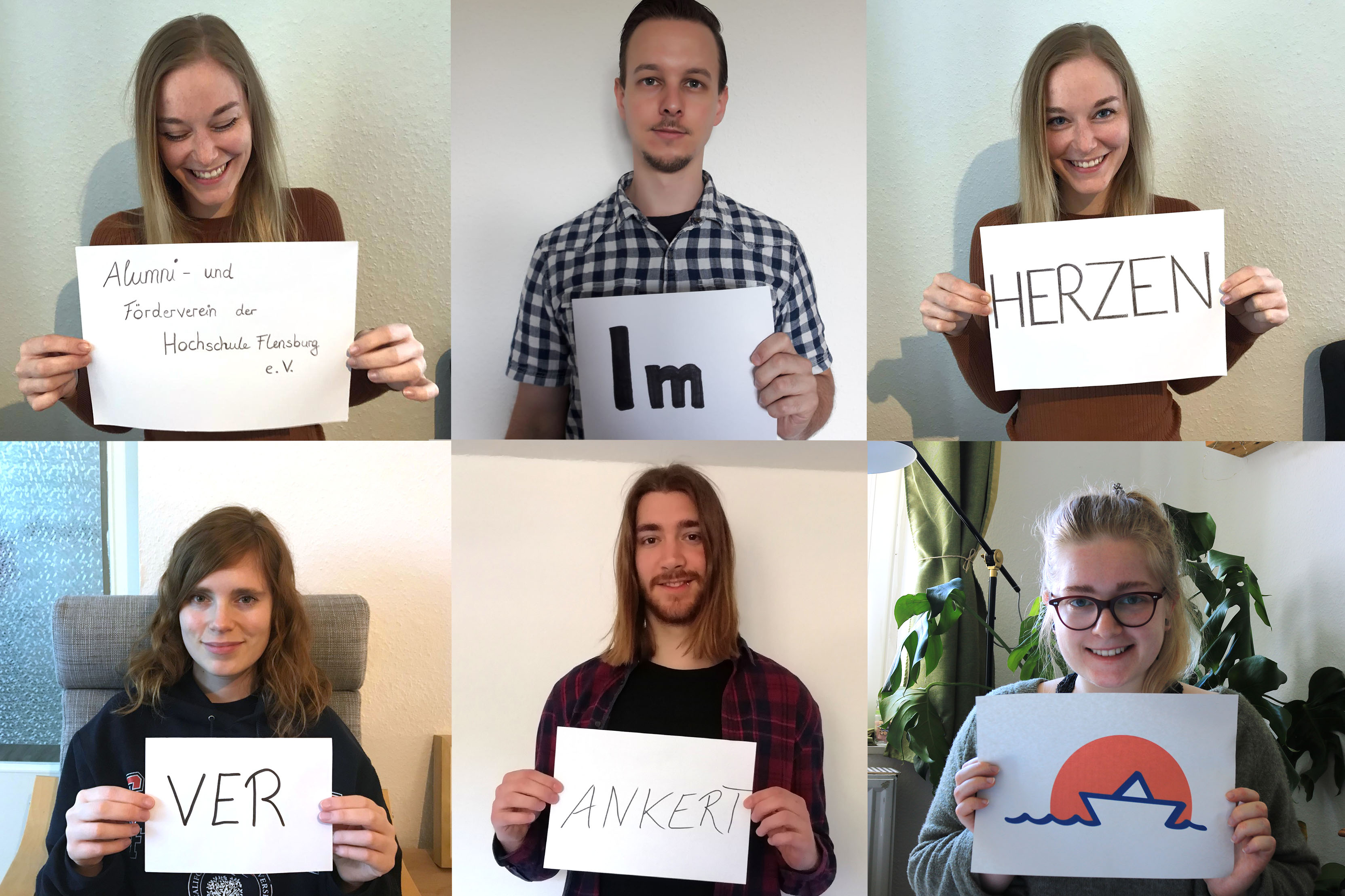 Tiffany Bornhof, Tim Fissmann, Jan Hinnerkort, Nina Neugebauer und Hanna Zink haben das Logo für den Alumniverein entwickelt.