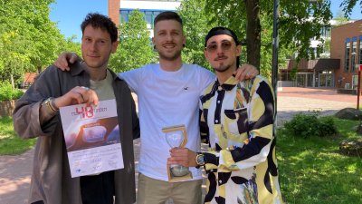 Haben mit ihrem Erstlingswerk bei 48-Stunden-Kurzfilmwettbewerb die Jury überzeugt: (v.l.) Florian Schmidt, Lukas Wojciechowski und Daniel Kempa. 