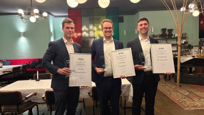 Freuten sich über ihren Erfolg: Dustin Diebl, TU Dresden; Dr. Jakob Keller, TU Dresden, Marc Alexander Bülk, HS Flensburg