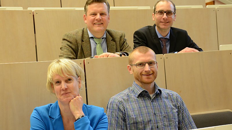 Die neue Hochschul-Crew: Prof. Dr. Marcus Brandenburg, Prof. Dr. Sven Bertel (oben v.l.) sowie Katrin Jacobi und Prof. Dr.-Ing. Dietrich Jeschke.
