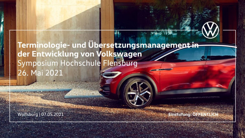 Titelfolie einer Präsentation, Hauptmotiv ist ein Auto.