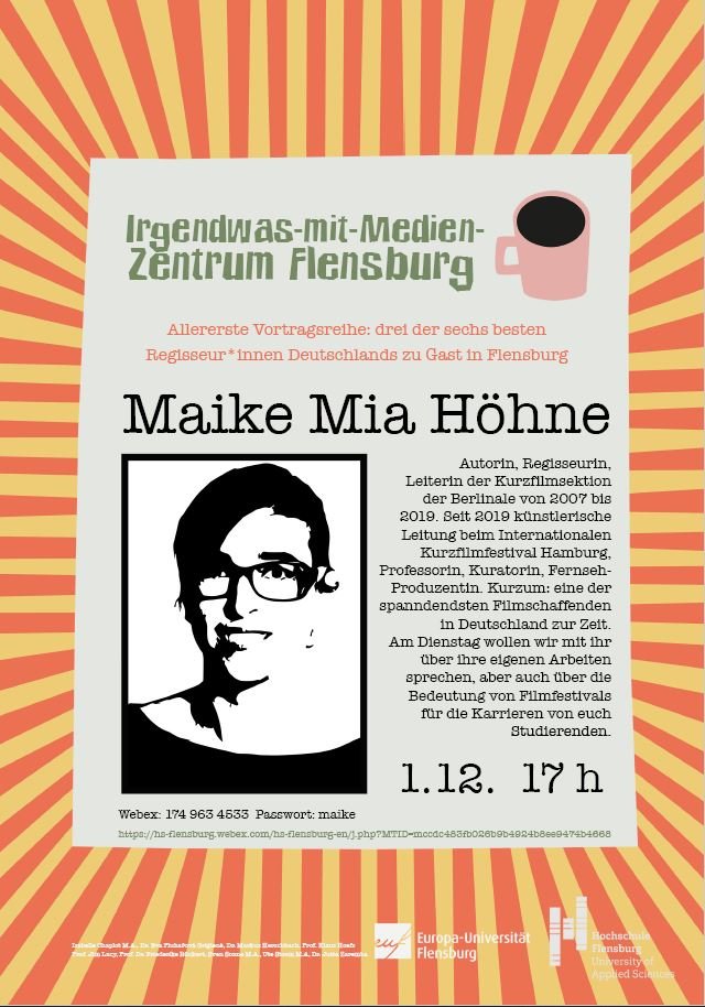 Veranstaltungsposter: Infotext und Bild im Comicstil