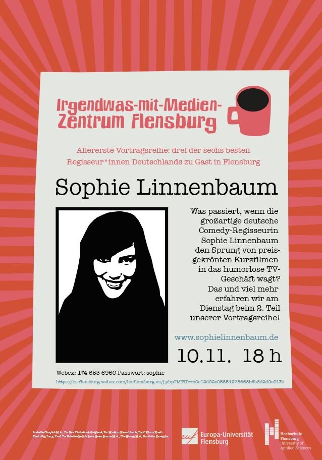 Veranstaltungsposter: Infotext und Bild im Comicstil