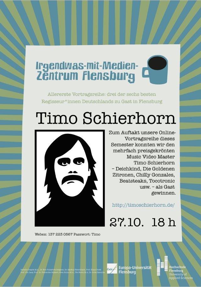 Veranstaltungsposter: Infotext und Bild im Comicstil