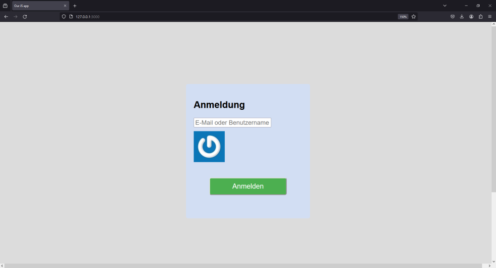 Screenshot einer Anmeldemaske