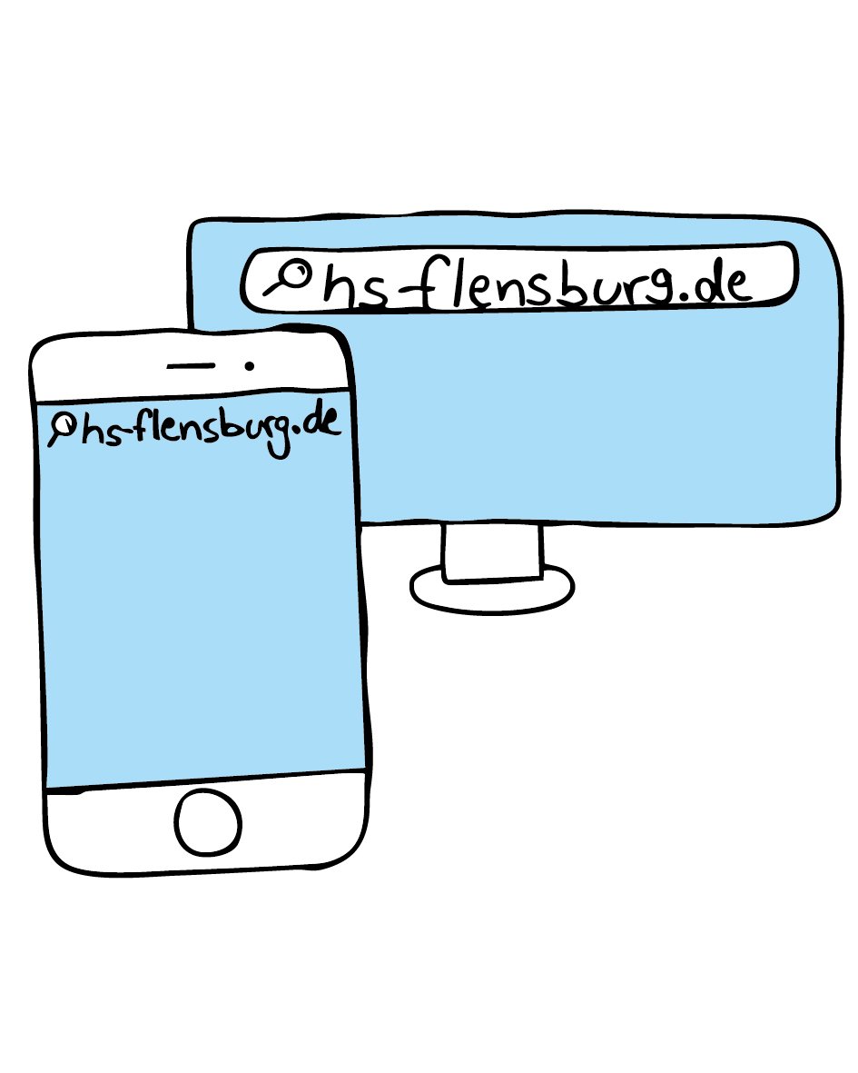 Grafik zeigt die Hochschulseite und ein Link führt zur eigenen Homepage