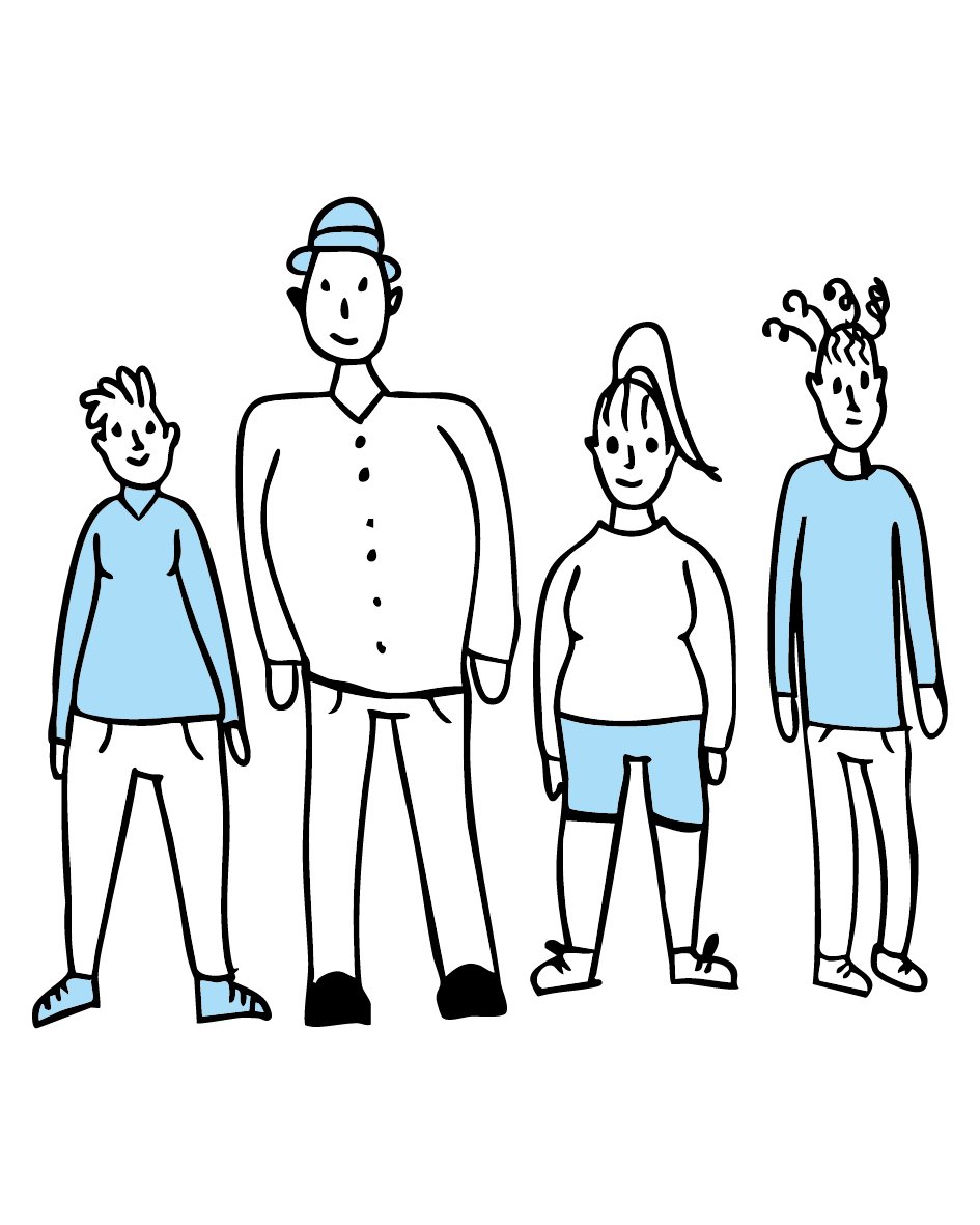 Auf der Grafik sind vier unterschiedliche Personen zu sehen, die die Bewerber*innen symbolisieren.