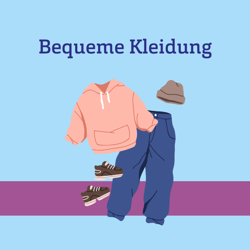 Grafik von Kleidung, dazu Tetx: Bequeme Kleidung