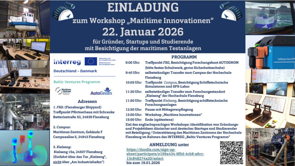 Flyer-Seite mit der Überschrift Einladung zum Workshop "Maritime Innovationen"