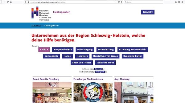 Screenshot der Internetseite lieblingsladen-bleib-bestehen.de