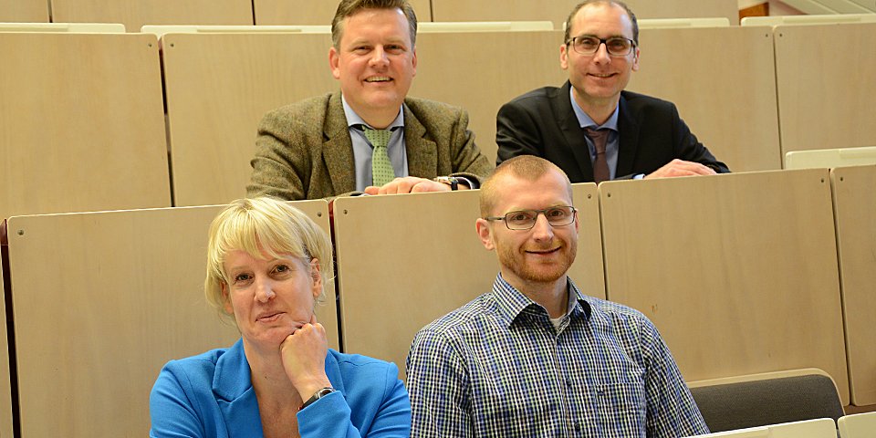 Die neue Hochschul-Crew: Prof. Dr. Marcus Brandenburg, Prof. Dr. Sven Bertel (oben v.l.) sowie Katrin Jacobi und Prof. Dr.-Ing. Dietrich Jeschke. 