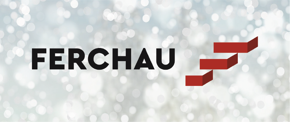 Weihnachtlicher Hintergrund mit FERCHAU -Firmenlogo drauf.