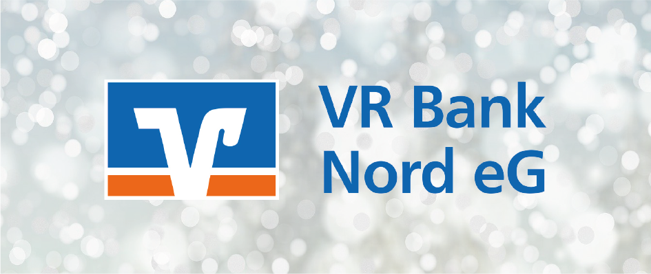 Weihnachtlicher Hintergrund mit VR Bank-Logo drauf.