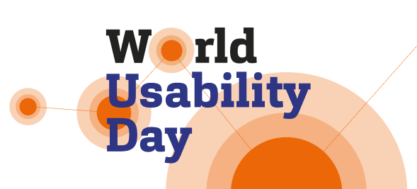 Grafik: Die Wörter World Usability untereinander, darunter und daneben Kreise, die Wellen aussenden.