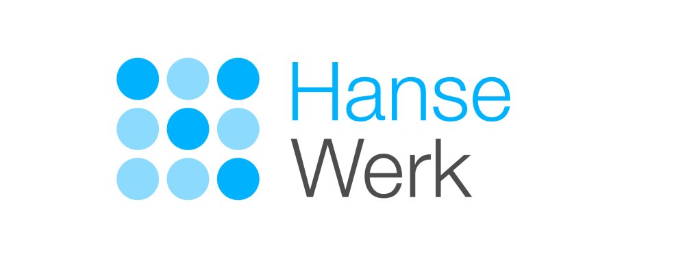 Logo: Neun im Quadrat angeordnete blaue Punkte, daneben der Schriftzug HanseWerk.
