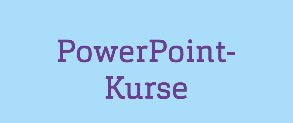 Hellblauer Hintergrund mit dem Schriftzug: PowerPoint-Kurse