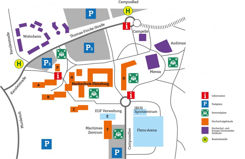 Lageplan des Flensburger Campus.