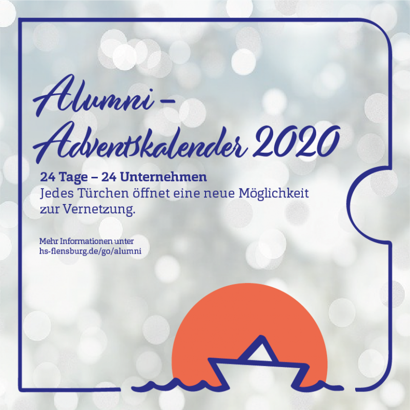 Angedeutete Kalendertür: Grauer, weihnachtlicher Untergrund, darauf Schrift und das Logo des Vereins. 