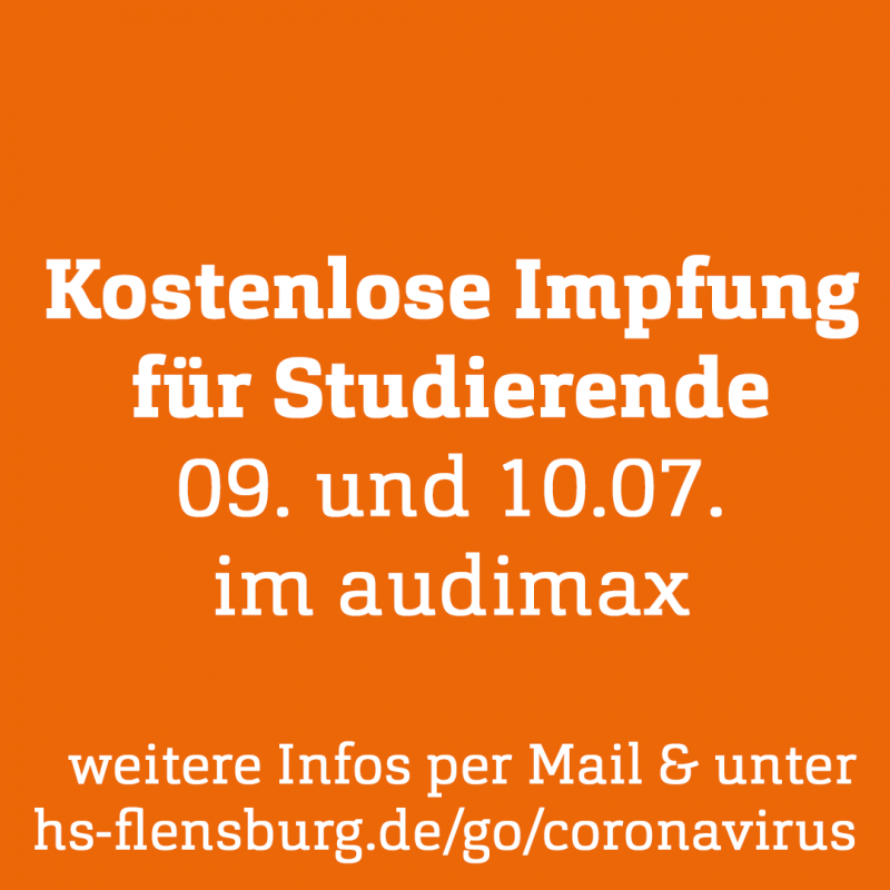 Orange-farbenes Quadrat, darauf in weißer Schrift Infos zur Impfung.