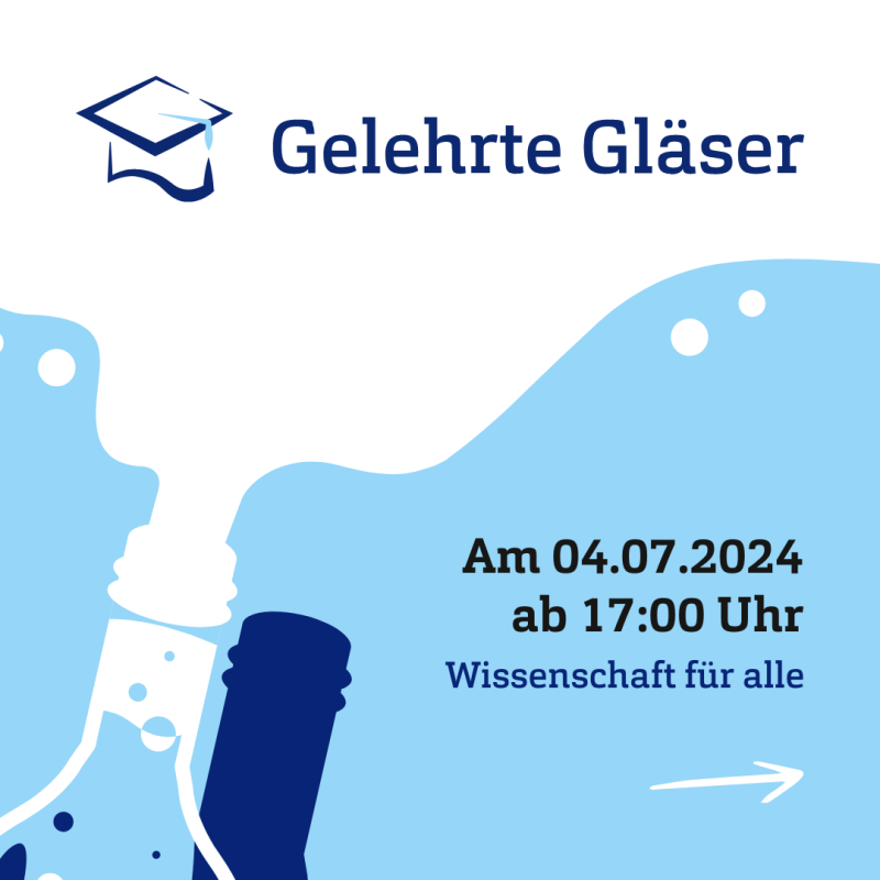 Grafik: Veranstaltungstitel und Zeit, dazu eine angedeutete übersprudelnde Flasche