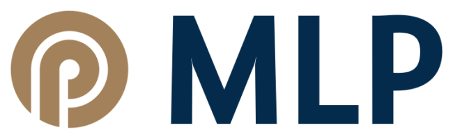 MLP-Logo: Neben ineinander verschlungenen Linien, ein P in einem O, stehen drei große Buchstaben: MLP