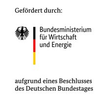 Logo des BMWE: Links der Bundesadler, mittig schmale Linie in Deutschlandfarben, daneben der Name des Ministeriums. Darunter steht der Text "aufgrund eines Beschlusses des deutschen Bundestages"