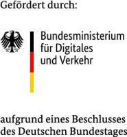 Logo des BMVI: Links der Bundesadler, mittig schmaler Linie in Deutschlandfarben, daneben der Name des Ministeriums.