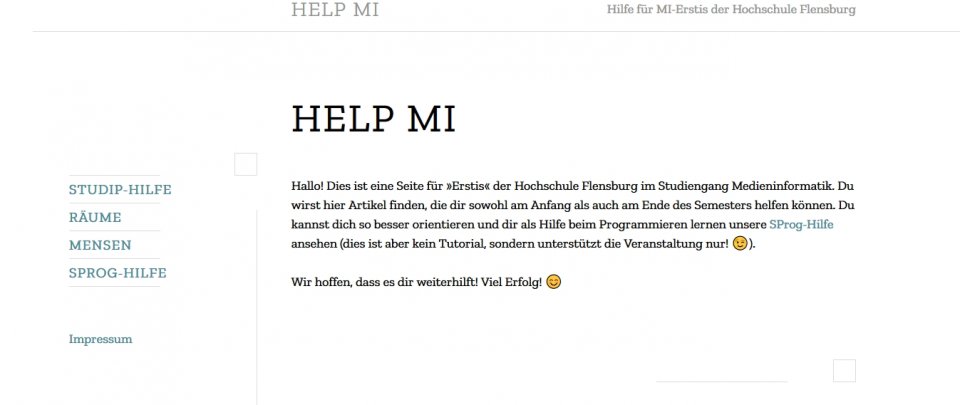 Ein Screenshot HelpMI Website