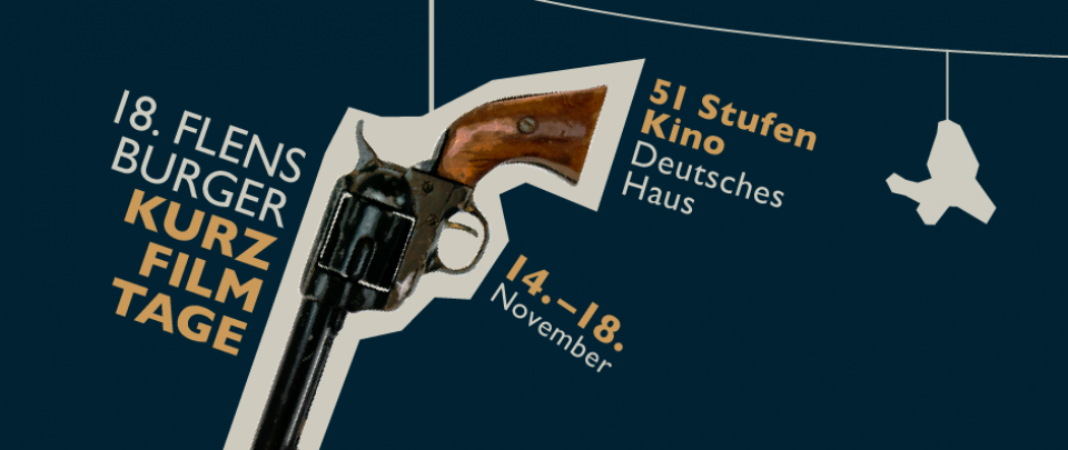 Ausschnitt aus Poster: Eine an einer Leine hängende Pistole, daneben Informationen