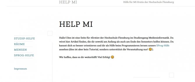 Ein Screenshot HelpMI Website