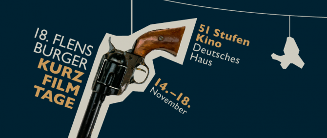 Ausschnitt aus Poster: Eine an einer Leine hängende Pistole, daneben Informationen