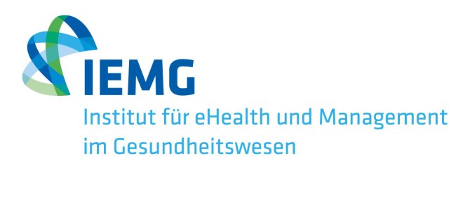 Logo des IEMG: Links halbe Elipsen in grün- und Blautönen, daneben IEMG und der vollständige Name des Instituts.