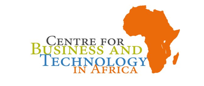 Logo des CBTA: Rechts der Umriss des afrikanischen Kontinents in orange, links danebe der ausgeschriebene Name des Centres in vier Farben (braun, grün, blau und orange).