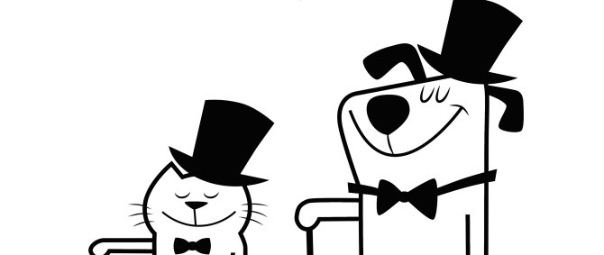 Zeichnung im Cartoon-Stil: Eine Katze und ein Hund jeweils mit Zylinder, Fliege und Gehstock. Darüber der Schriftzug: "We never go out of style. - Taylor Swift / CampusKino Cat", darunter steht: "22.05. - CampusKino - 20 h".