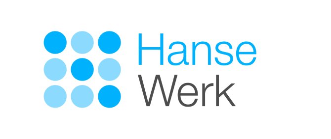 Logo: Neun im Quadrat angeordnete blaue Punkte, daneben der Schriftzug HanseWerk.