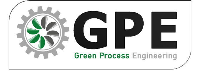 Unternehmenslogo: Ein Zahnrad, daneben drei Großbuchstaben GPE und Text: Green Process Engineering