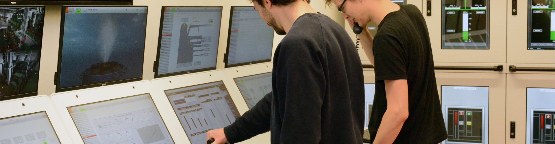 Students in our engine room simulator.