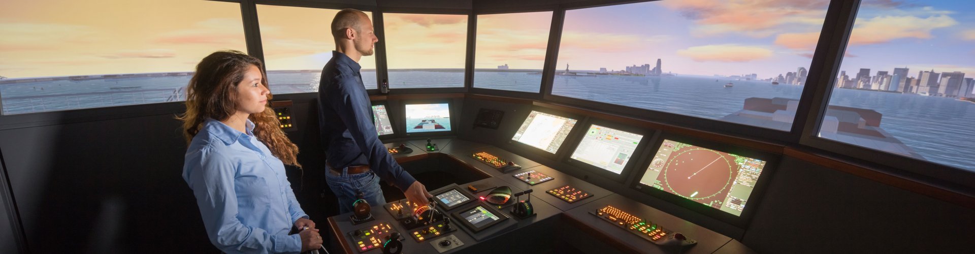 Students on our ship bridge simulator