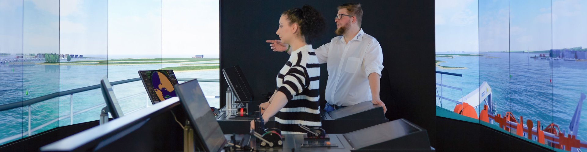 Students on our ship bridge simulator